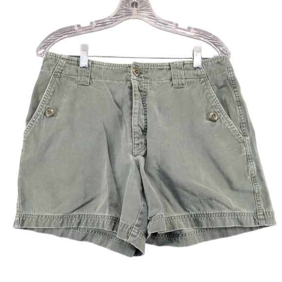 Abercrombie & Fitch Womens Chino Shorts Green Size 10 Cotton Slash Pockets - Picture 1 of 10